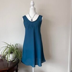 Vintage y2k Serena Blue Slip Dress Embroidered Mesh Womens sz M/L fairycore